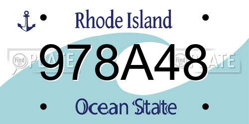 978A48 Rhode Island License Plate
