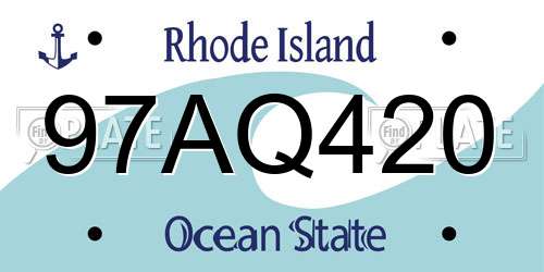 97AQ420 Rhode Island License Plate