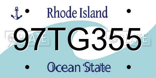 97TG355 Rhode Island License Plate