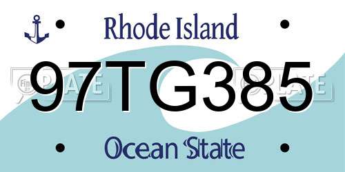 97TG385 Rhode Island License Plate