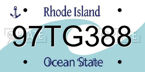 97TG388 Rhode Island License Plate