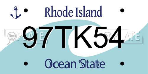 97TK54 Rhode Island License Plate