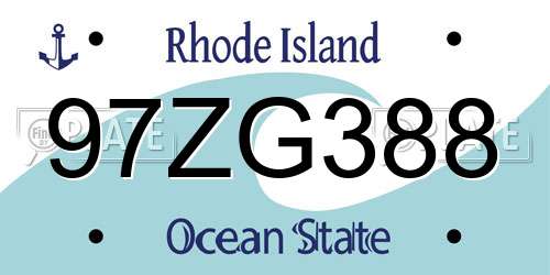 97ZG388 Rhode Island License Plate