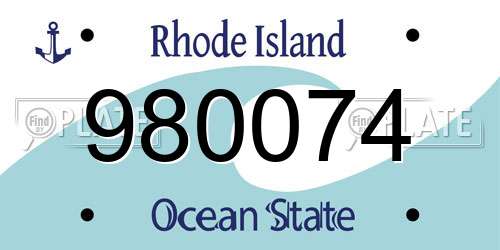 980074 Rhode Island License Plate