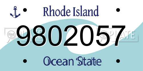 9802057 Rhode Island License Plate