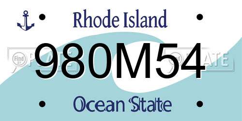980M54 Rhode Island License Plate