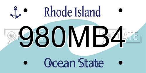 980MB4 Rhode Island License Plate