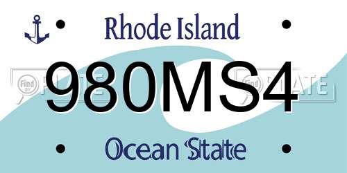 980MS4 Rhode Island License Plate
