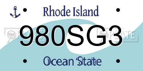 980SG3 Rhode Island License Plate