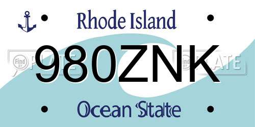 980ZNK Rhode Island License Plate
