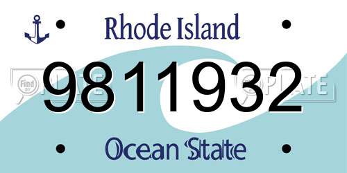 9811932 Rhode Island License Plate