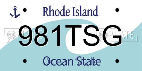 981TSG Rhode Island License Plate