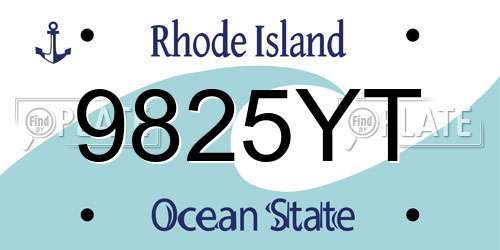 9825YT Rhode Island License Plate
