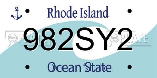 982SY2 Rhode Island License Plate