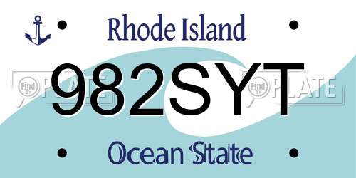982SYT Rhode Island License Plate