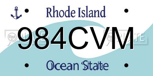 984CVM Rhode Island License Plate