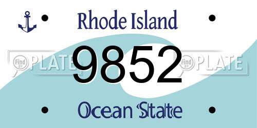 9852 Rhode Island License Plate