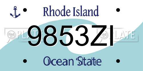 9853ZI Rhode Island License Plate