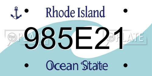 985E21 Rhode Island License Plate