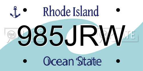 985JRW Rhode Island License Plate