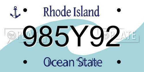 985Y92 Rhode Island License Plate