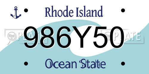 986Y50 Rhode Island License Plate