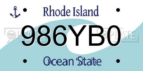986YB0 Rhode Island License Plate