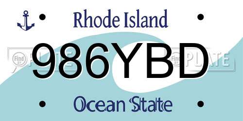 986YBD Rhode Island License Plate