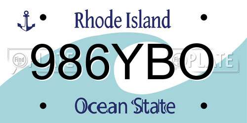 986YBO Rhode Island License Plate