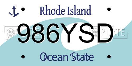 986YSD Rhode Island License Plate