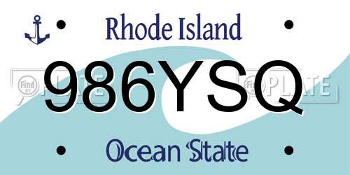 986YSQ Rhode Island License Plate