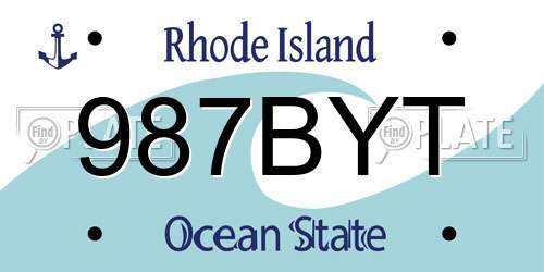 987BYT Rhode Island License Plate