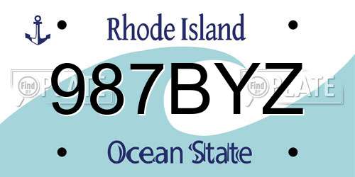 987BYZ Rhode Island License Plate