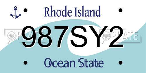 987SY2 Rhode Island License Plate