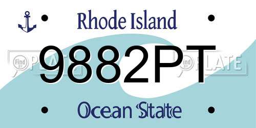 9882PT Rhode Island License Plate