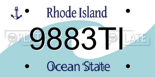 9883TI Rhode Island License Plate