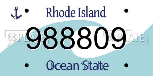 988809 Rhode Island License Plate
