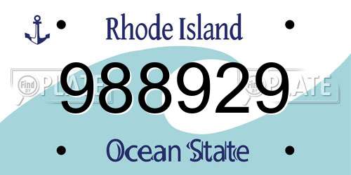 988929 Rhode Island License Plate
