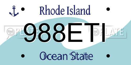 988ETI Rhode Island License Plate