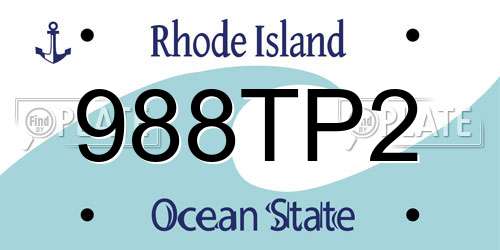 988TP2 Rhode Island License Plate