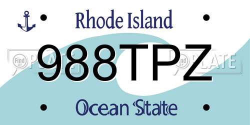 988TPZ Rhode Island License Plate