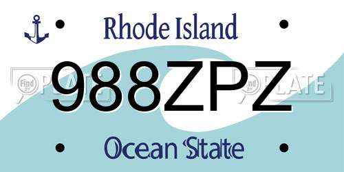 988ZPZ Rhode Island License Plate