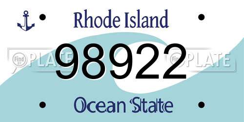 98922 Rhode Island License Plate