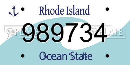 989734 Rhode Island License Plate