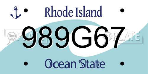 989G67 Rhode Island License Plate
