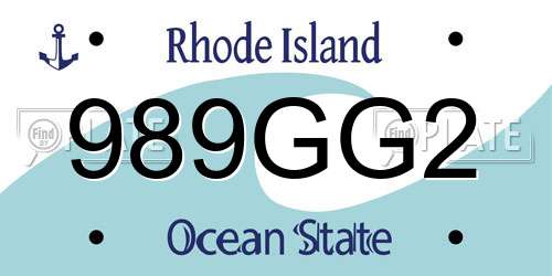 989GG2 Rhode Island License Plate
