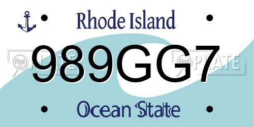 989GG7 Rhode Island License Plate