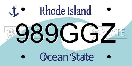 989GGZ Rhode Island License Plate