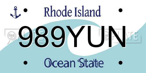 989YUN Rhode Island License Plate
