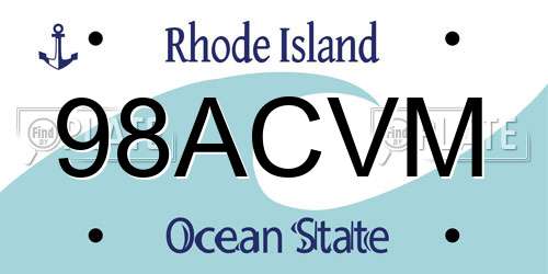 98ACVM Rhode Island License Plate
